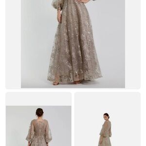 Mac Duggal Metallic Lace Maxi Dress